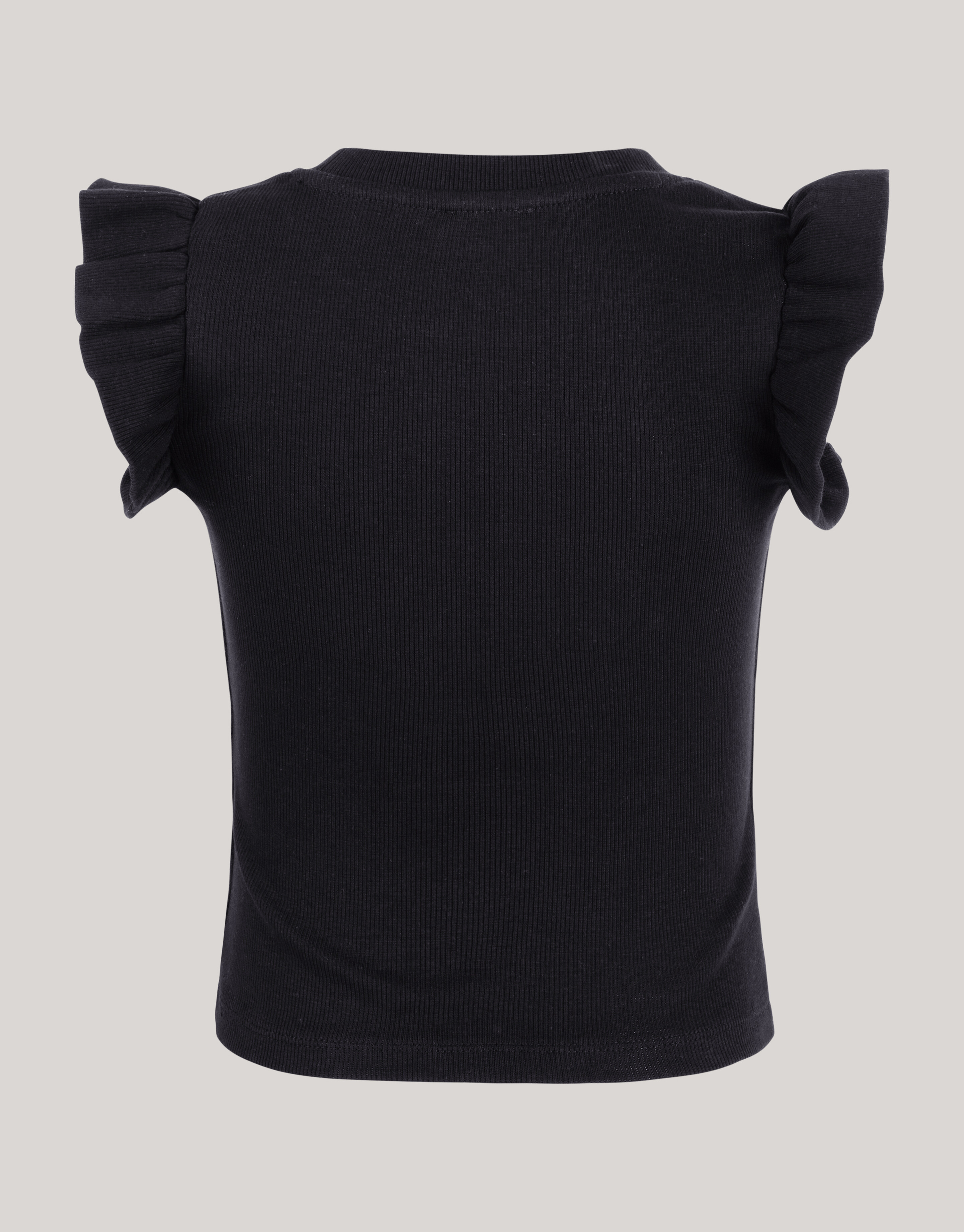 Ruffle Rib Top Zwart SHOEBY GIRLS