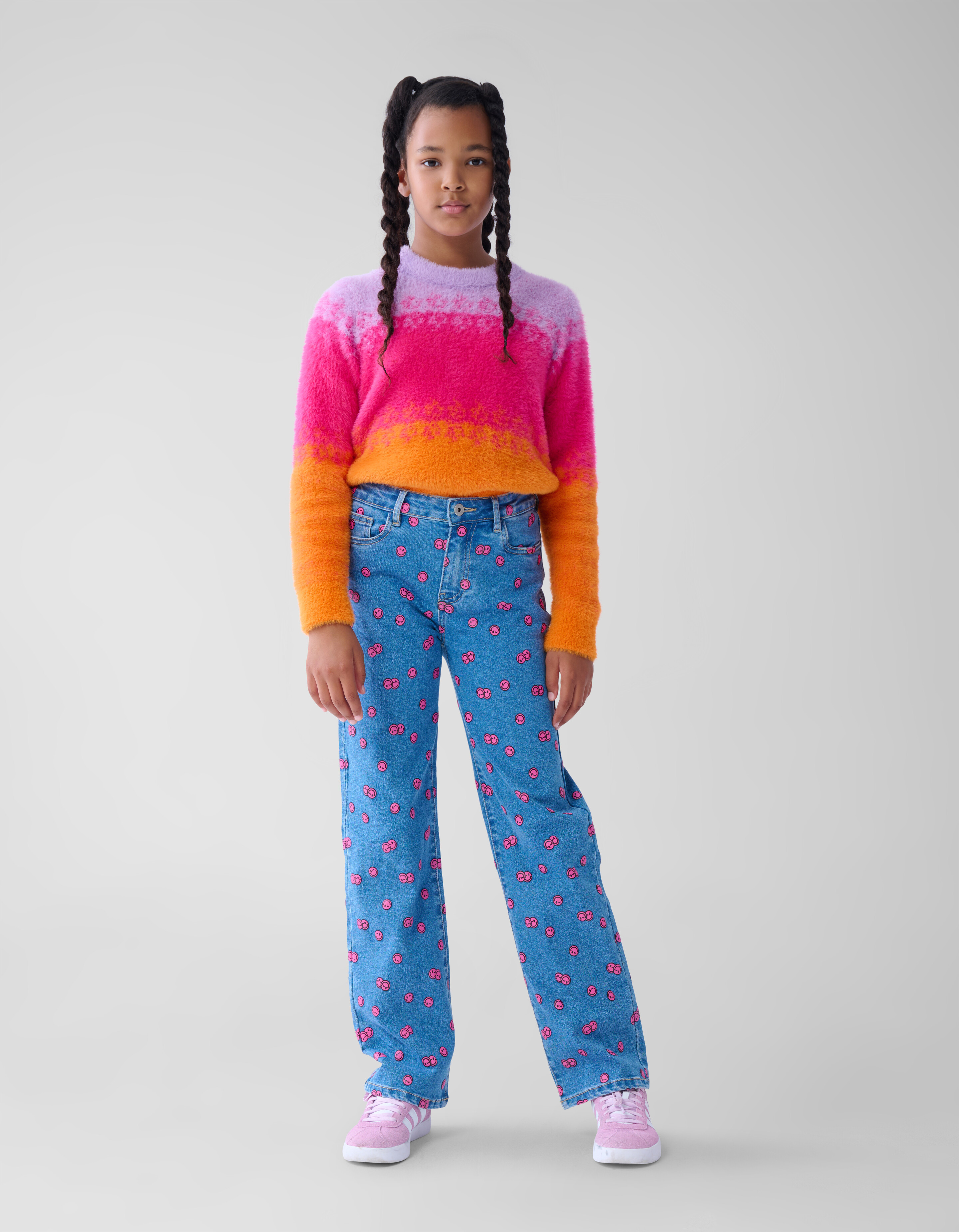 Printed Straight Fit Jeans Blauw SHOEBY GIRLS