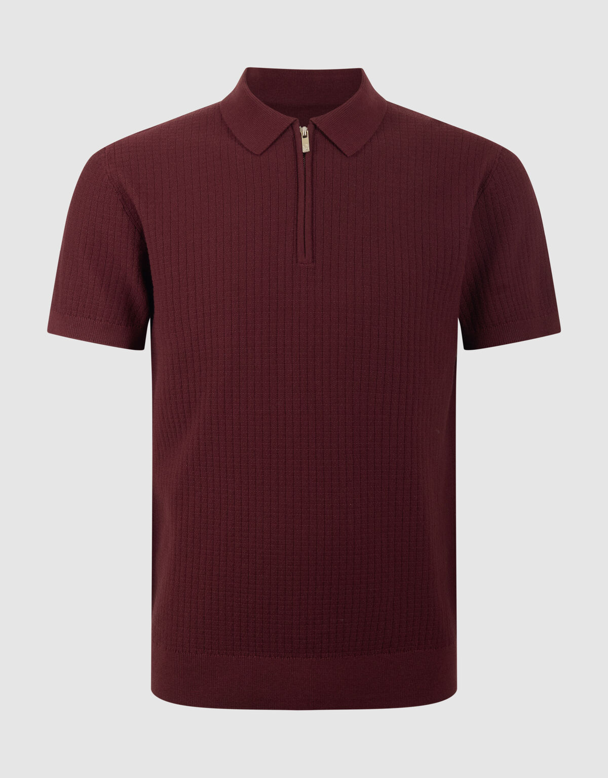 Gebreid Zip Polo Donkerrood SHOEBY MEN