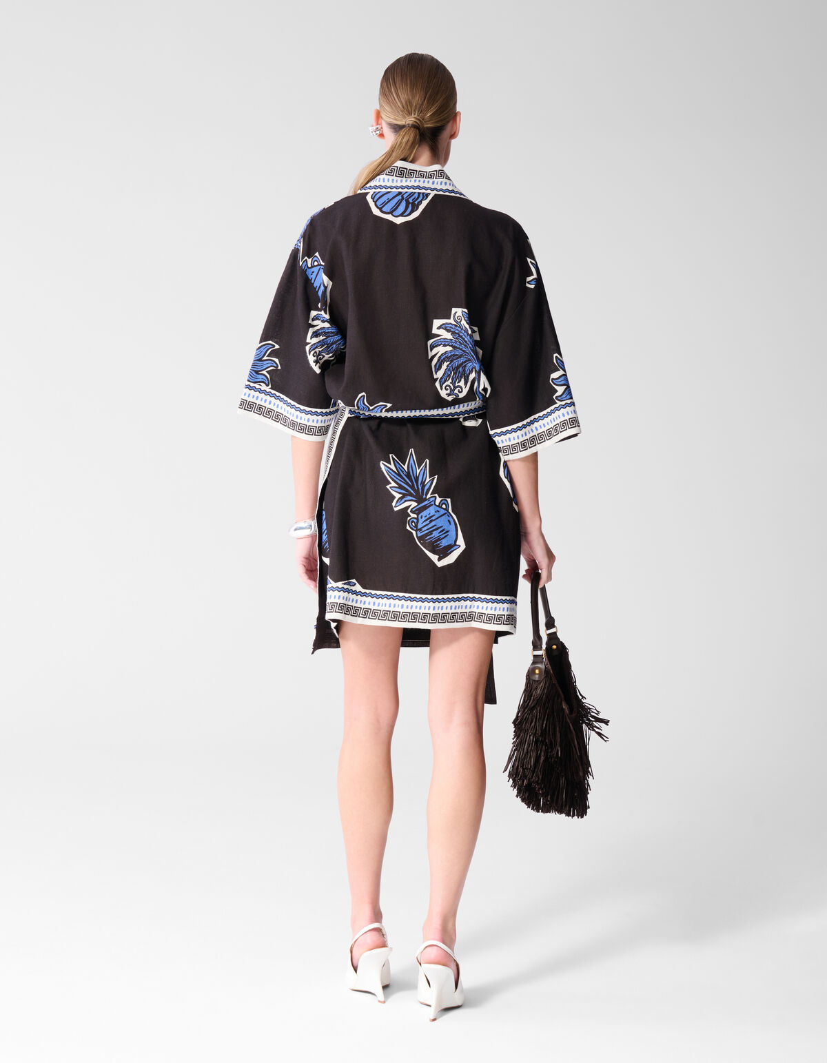 Palm Print Kimono Jurk Bruin SHOEBY WOMEN