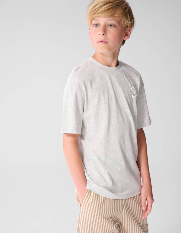 Chasing Artwork T-shirt Lichtgrijs SHOEBY BOYS