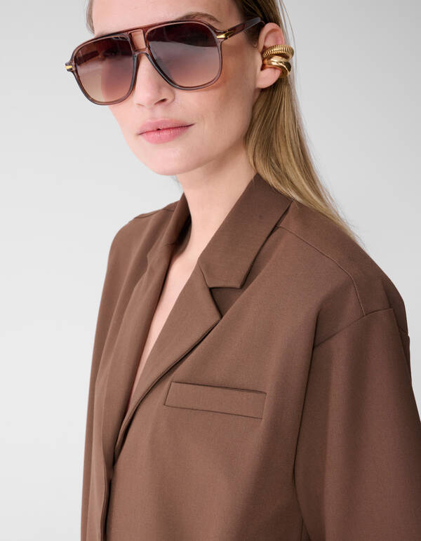 Oversized Blazer Blouse Bruin By Fred SHOEBY WOMEN