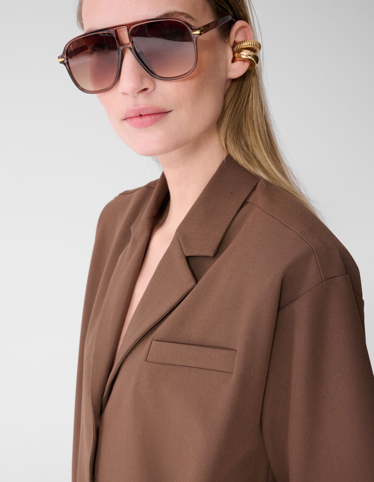 Oversized Blazer Blouse Bruin By Fred SHOEBY WOMEN