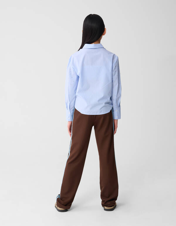 Sporty Wide Leg Broek Bruin SHOEBY GIRLS