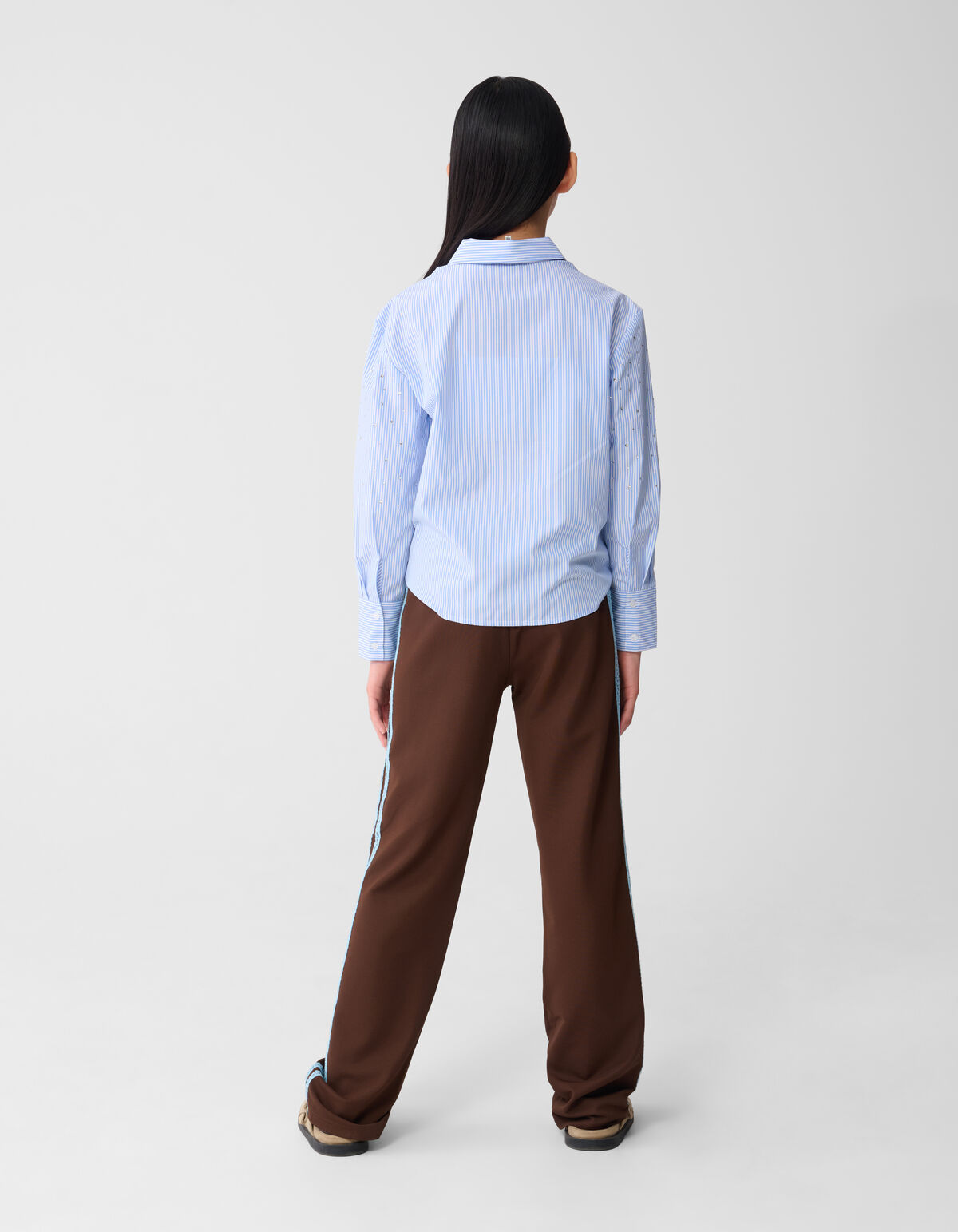 Sporty Wide Leg Broek Bruin SHOEBY GIRLS