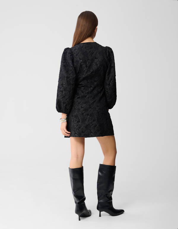 Jacquard Wrap Mini Jurk Zwart SHOEBY WOMEN