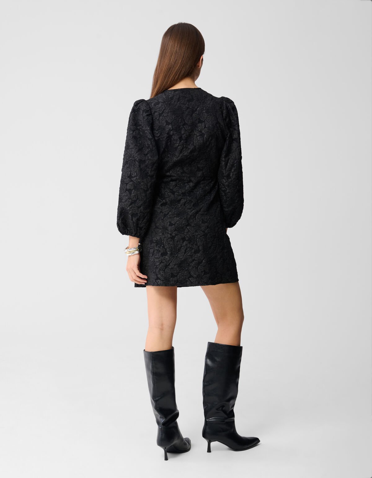 Jacquard Wrap Mini Jurk Zwart SHOEBY WOMEN