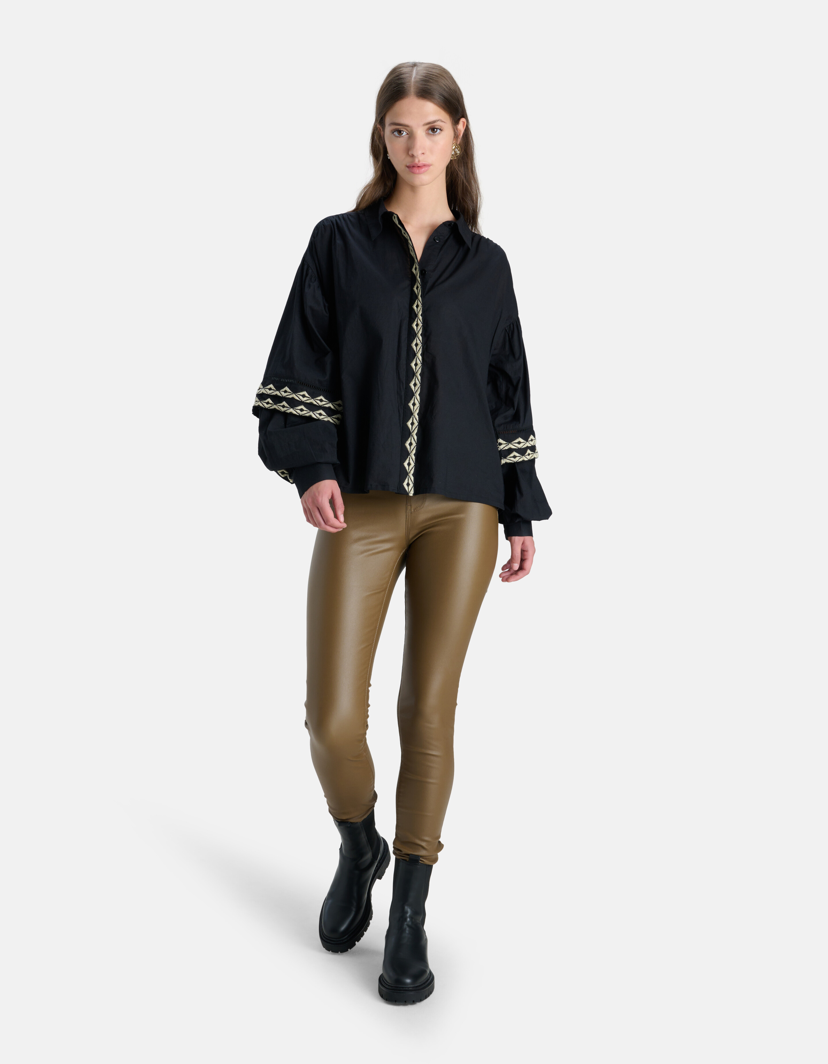 Embroidery Blouse Zwart SHOEBY WOMEN