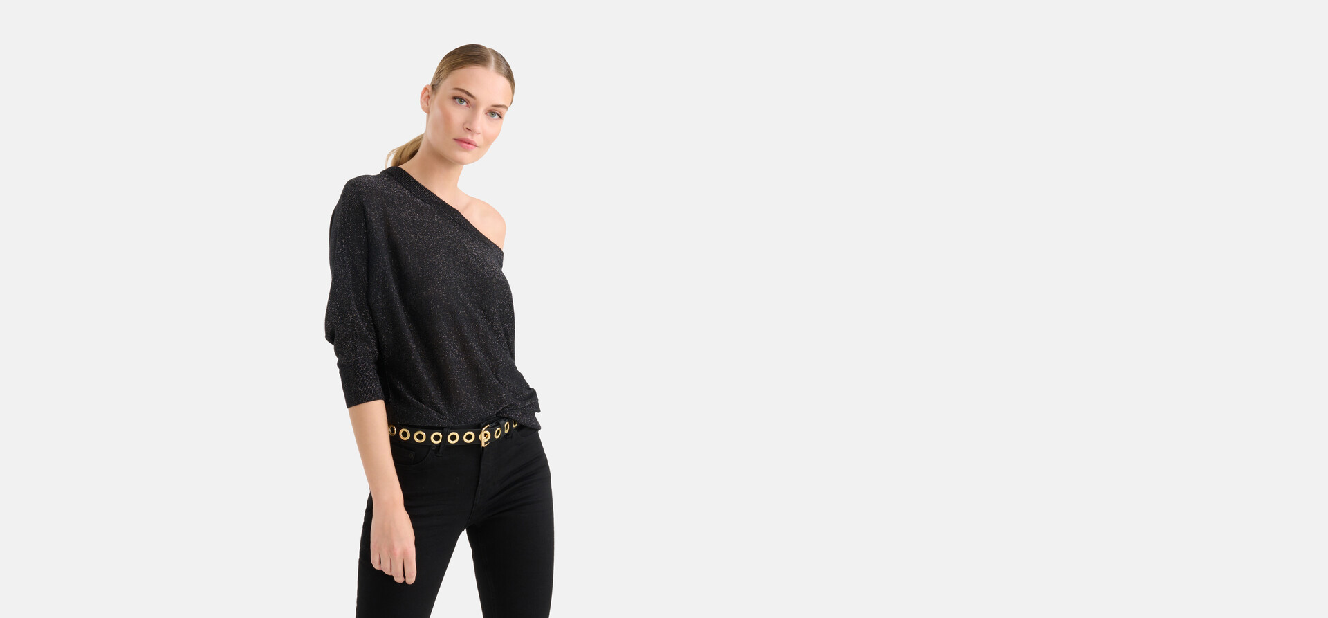 Glitter Vleermuismouwen Trui Zwart SHOEBY WOMEN