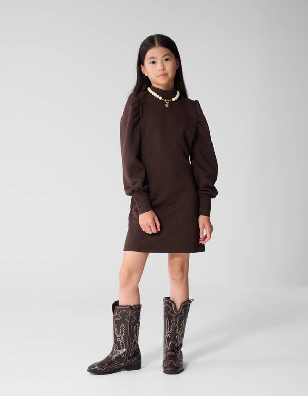 Jacquard Mini Jurk Donkerbruin SHOEBY GIRLS