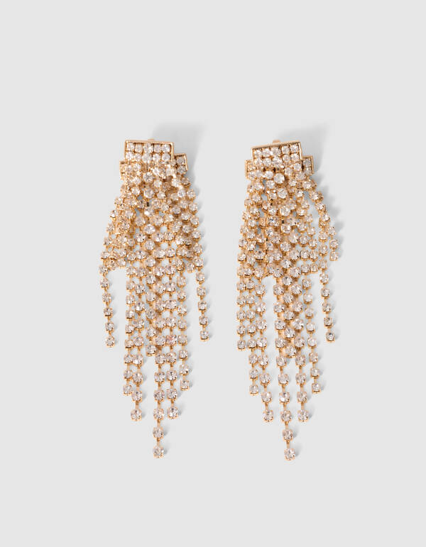 Double Layer Strass Oorbellen Goud SHOEBY ACCESSOIRES