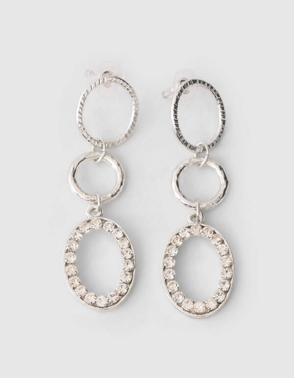Strass Oval Oorbellen Zilver SHOEBY ACCESSOIRES