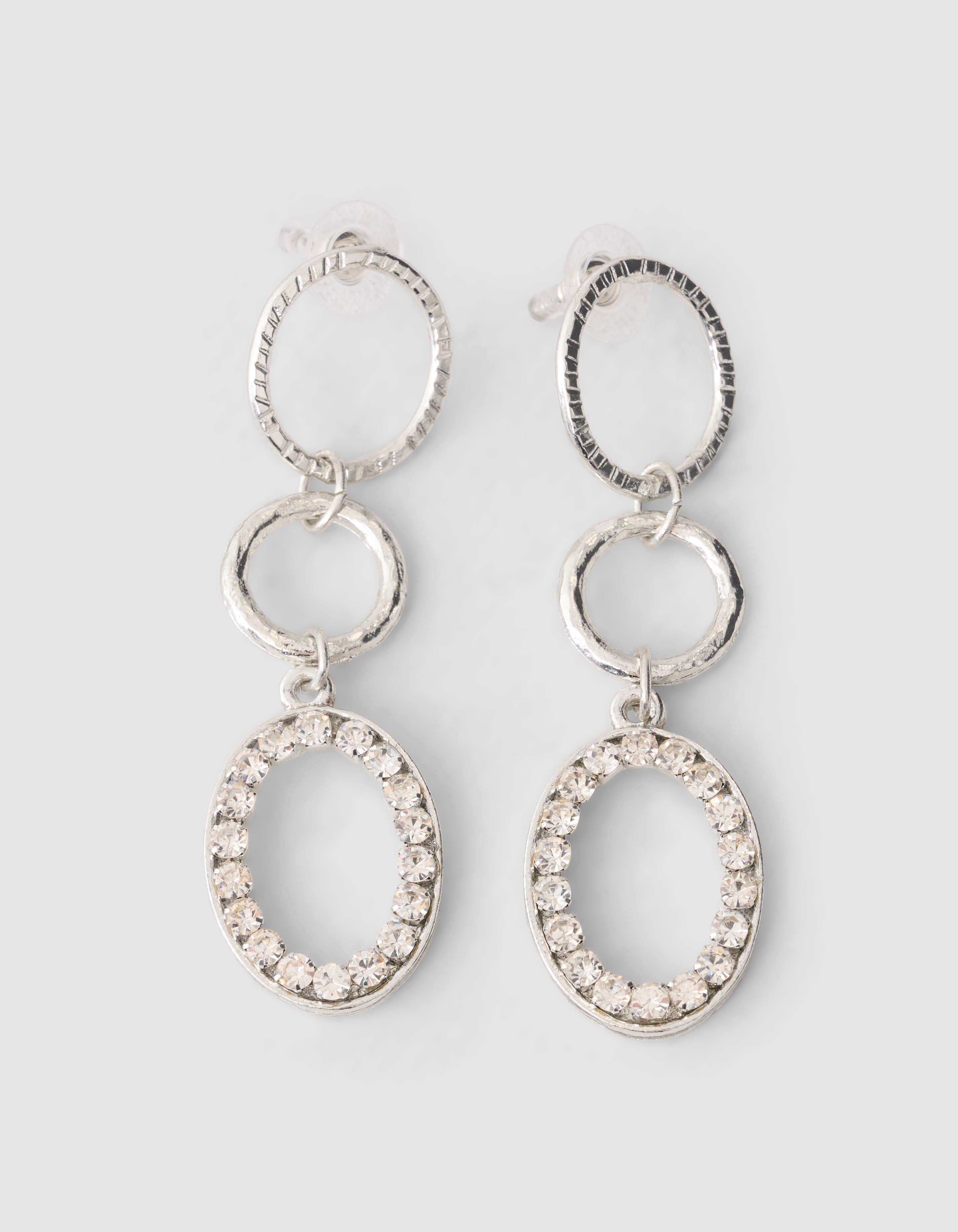 Strass Oval Oorbellen Zilver SHOEBY ACCESSOIRES