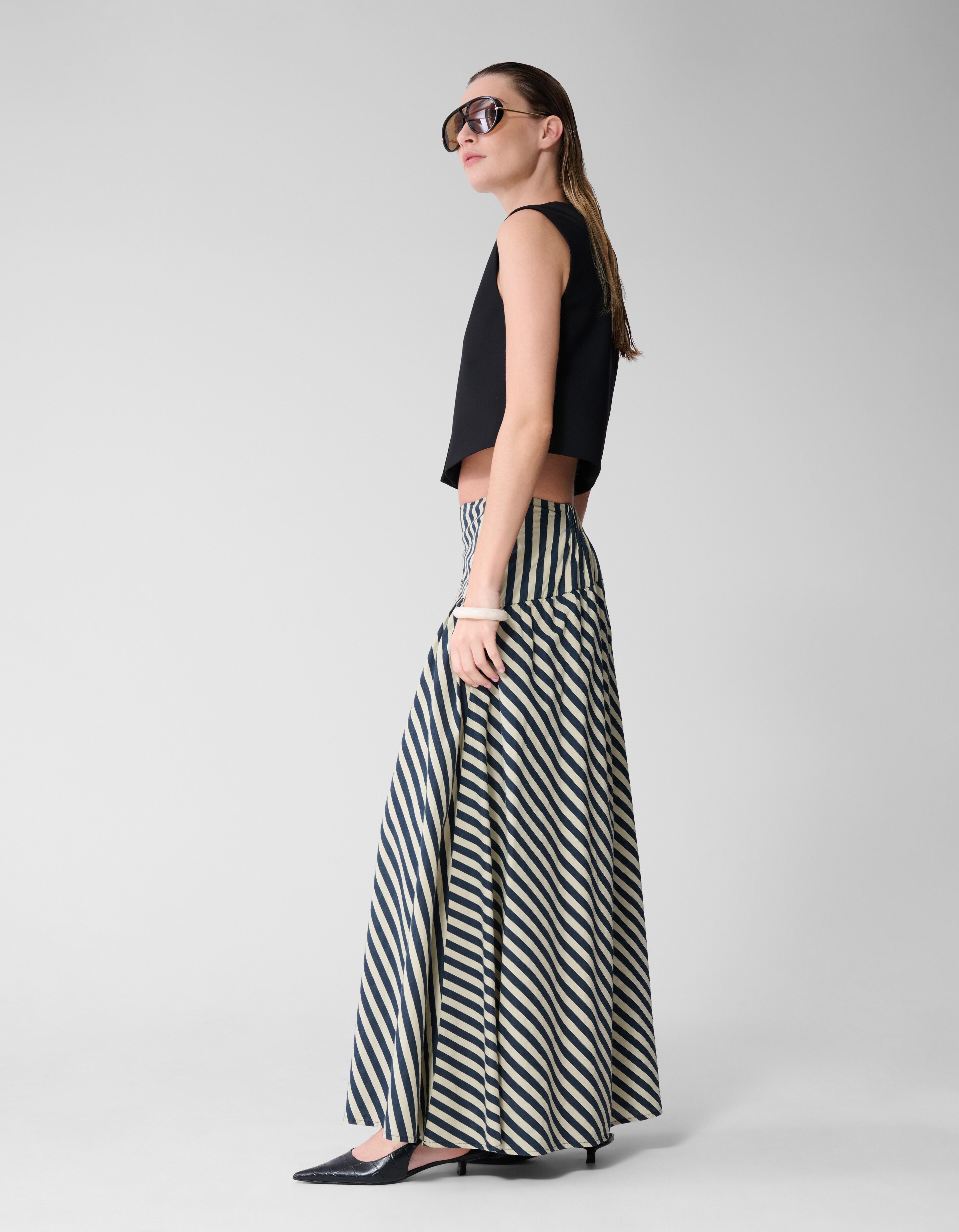 Gestreepte Maxi Rok Beige By Lonneke SHOEBY WOMEN