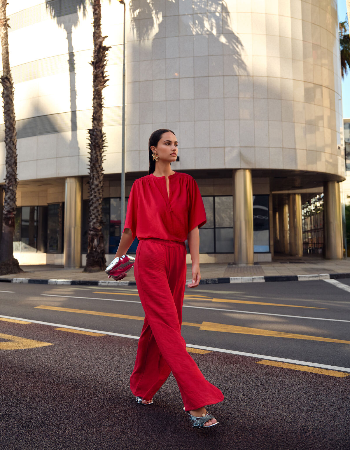 Twist Wide Leg Broek Rood SHOEBY WOMEN