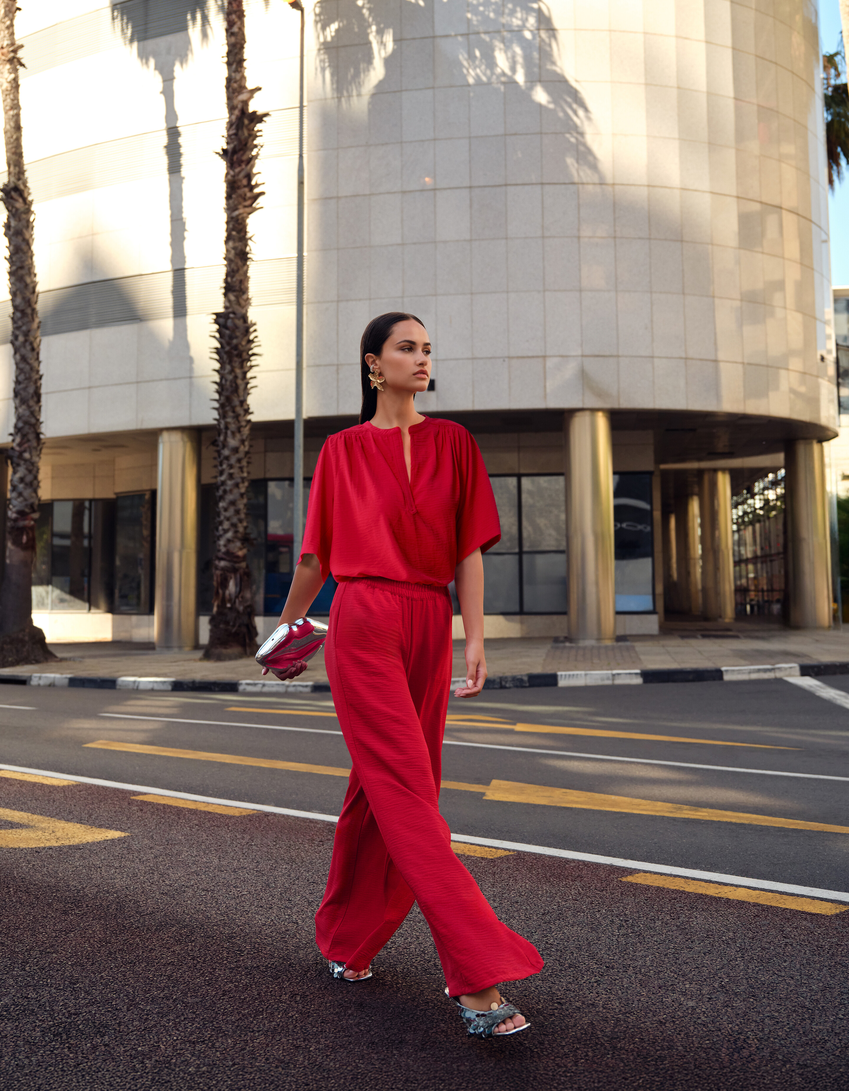 Twist Wide Leg Broek Rood SHOEBY WOMEN
