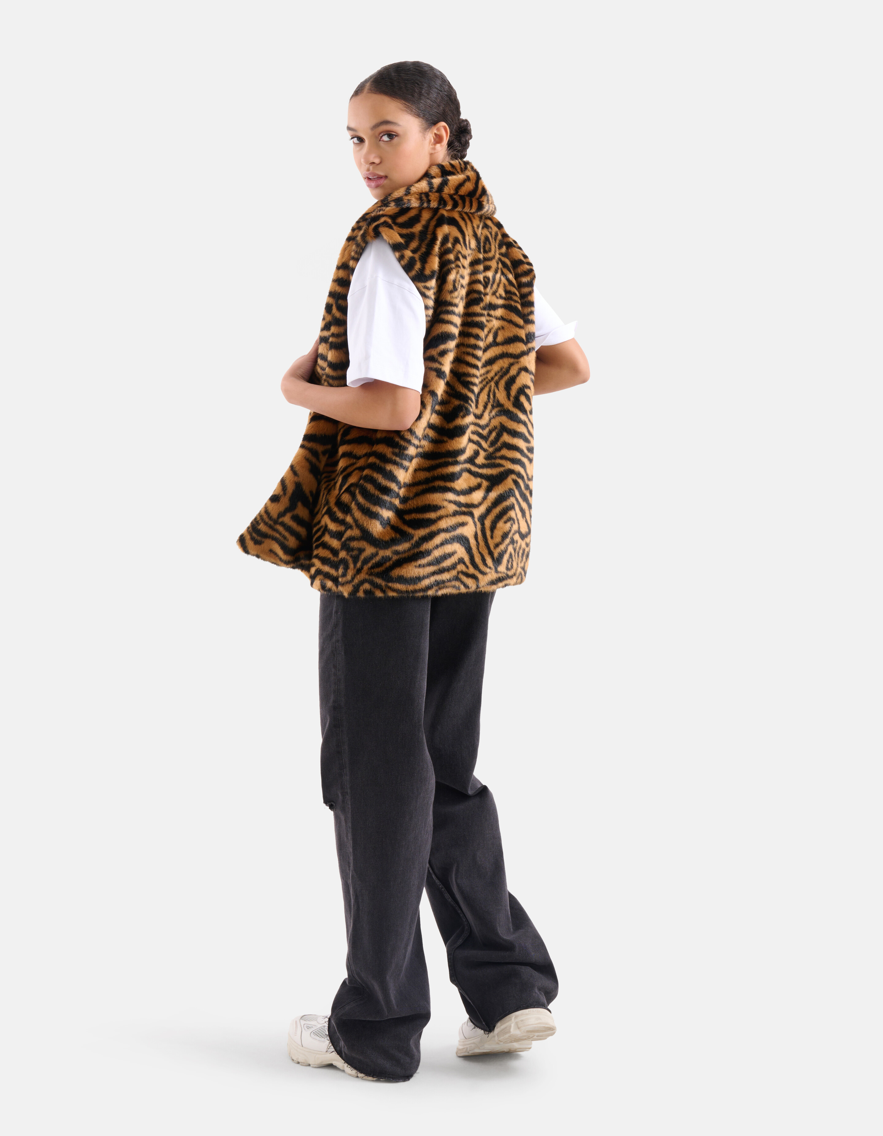 Tijgerprint Faux Fur Gilet Bruin SHOEBY WOMEN