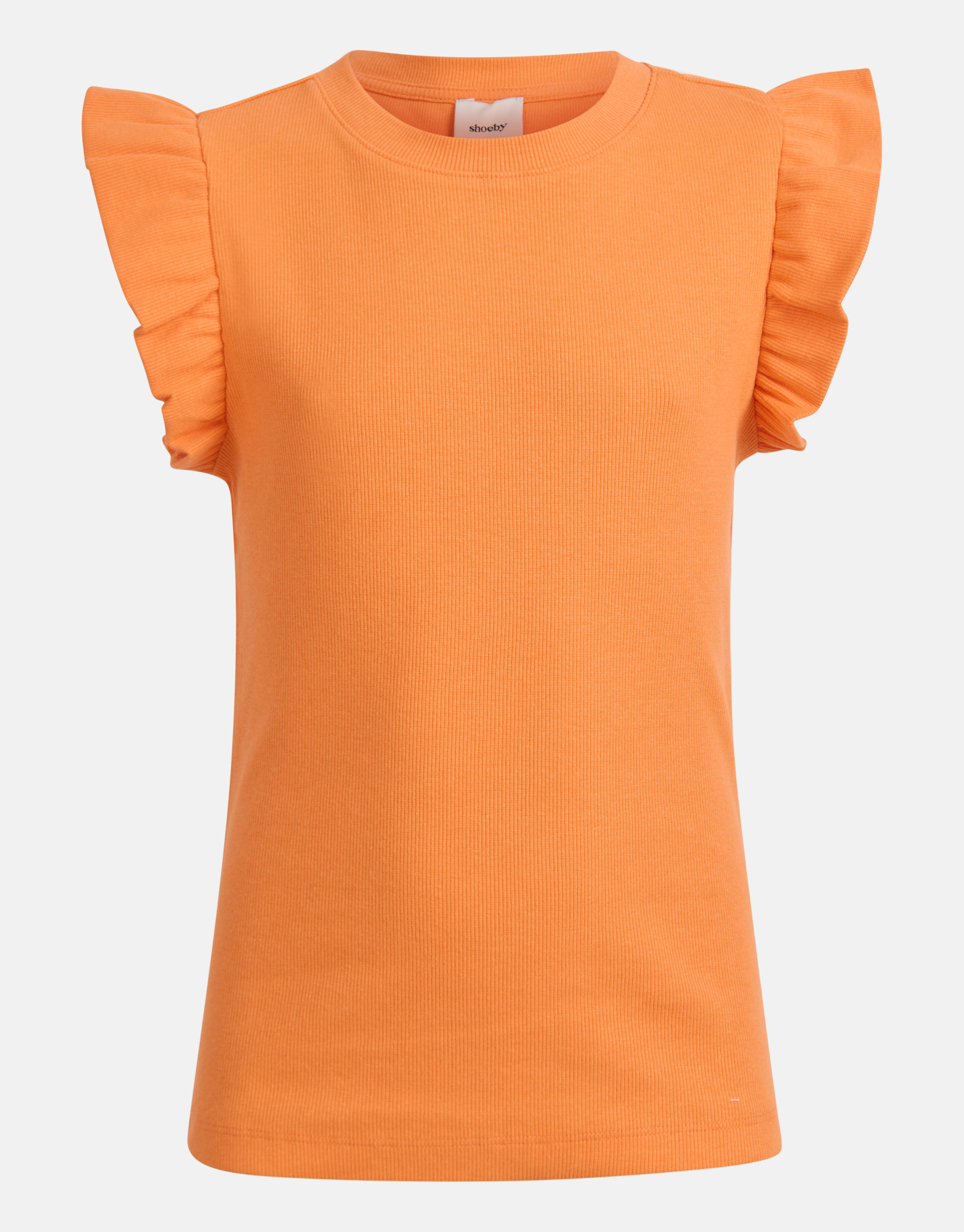 Ruffle Rib Top Oranje SHOEBY GIRLS