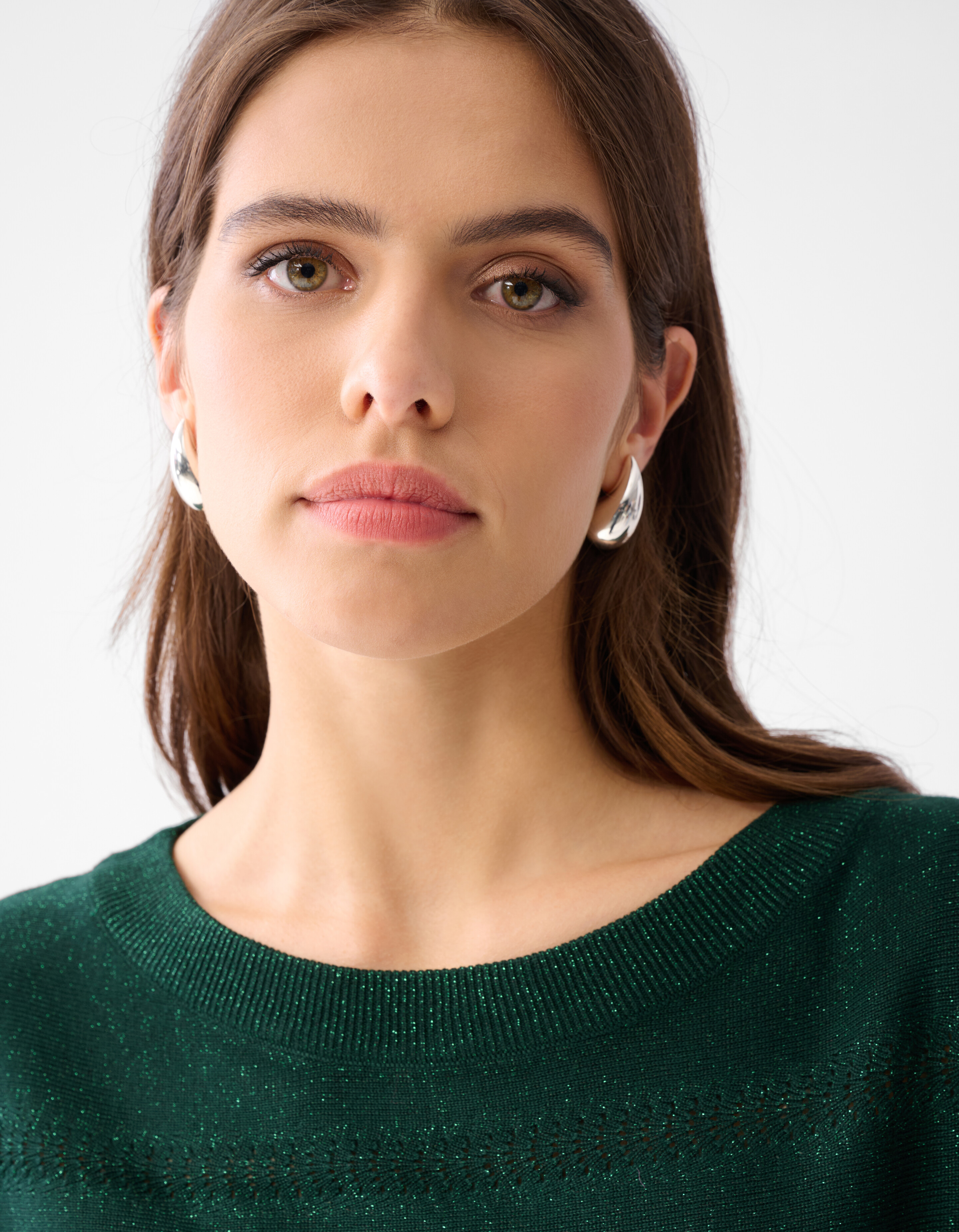 Glitter Ajour Vleermuismouwen Trui Donkergroen SHOEBY WOMEN
