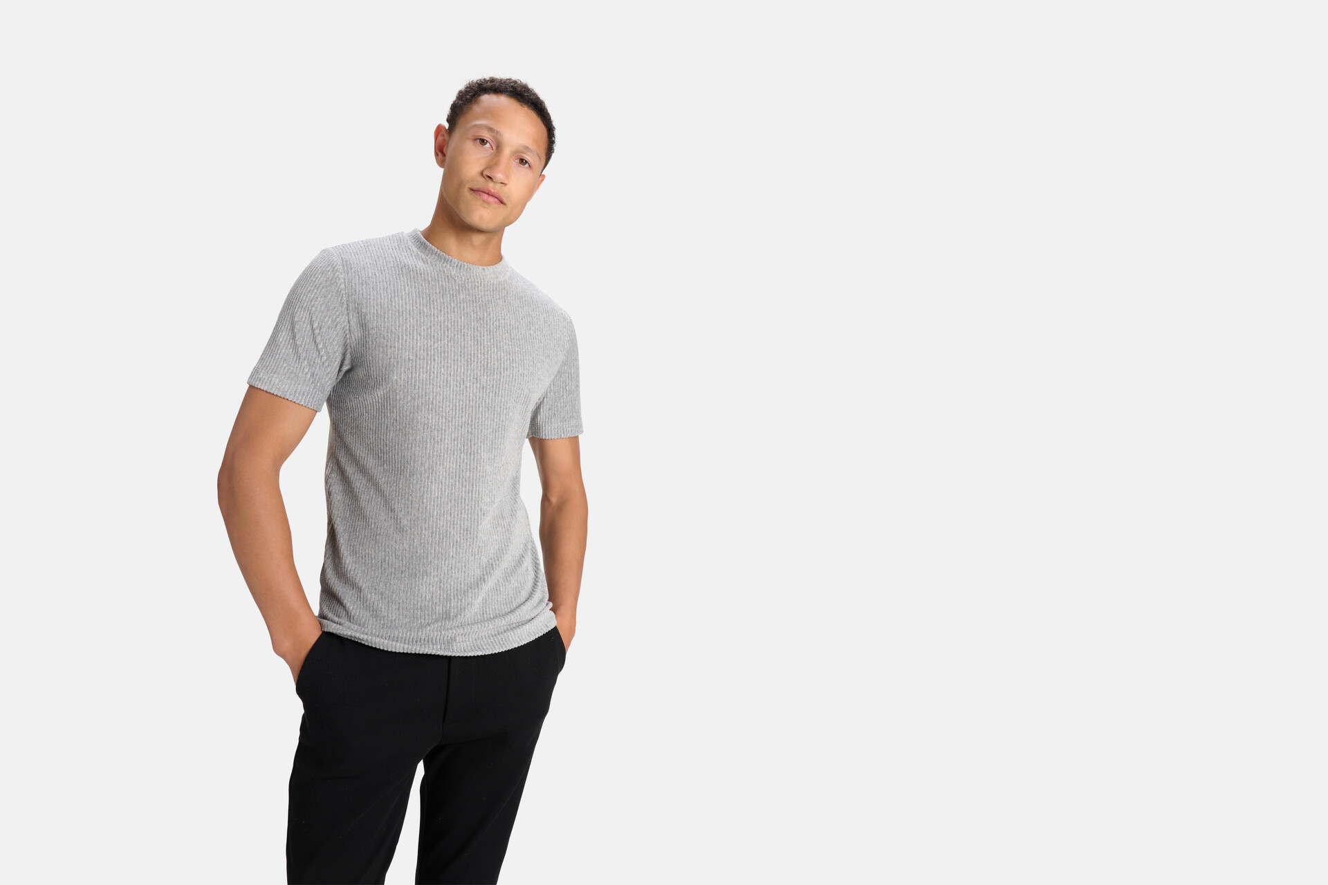 Velvet Rib T-shirt Grijs SHOEBY MEN