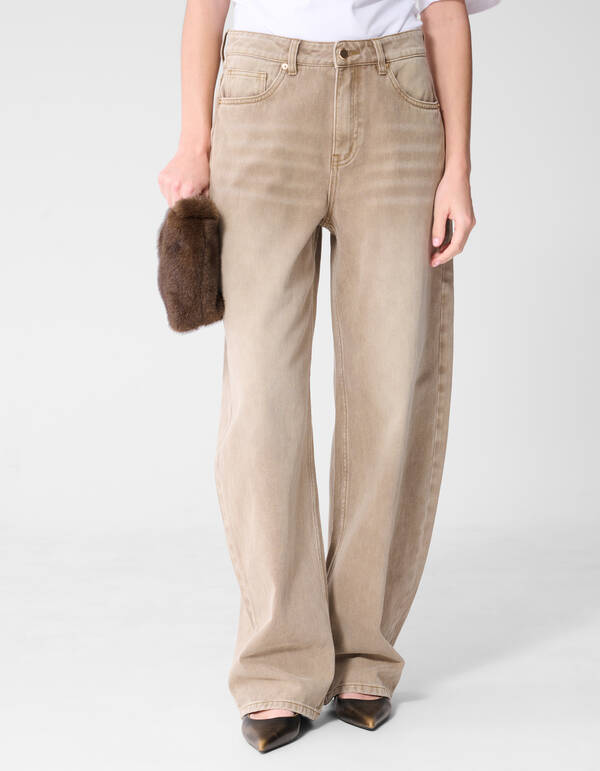 Baggy Fit Jeans Washed Zand SHOEBY WOMEN