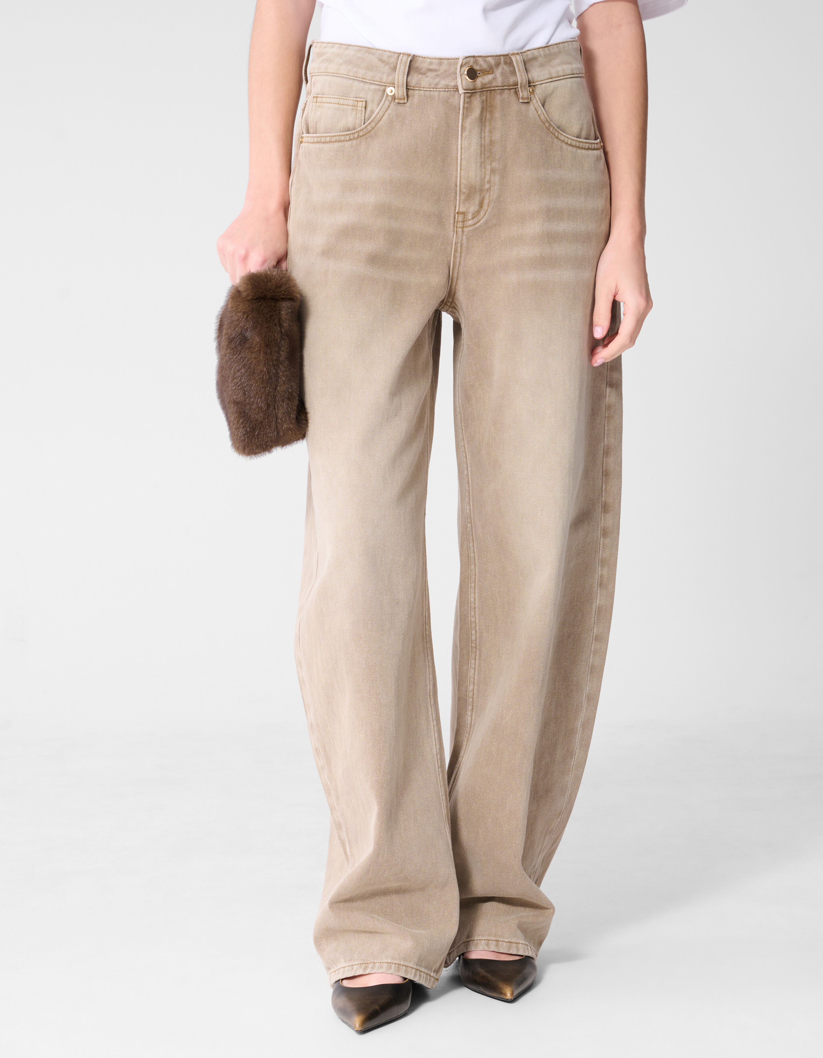 Baggy Fit Jeans Washed Zand SHOEBY WOMEN