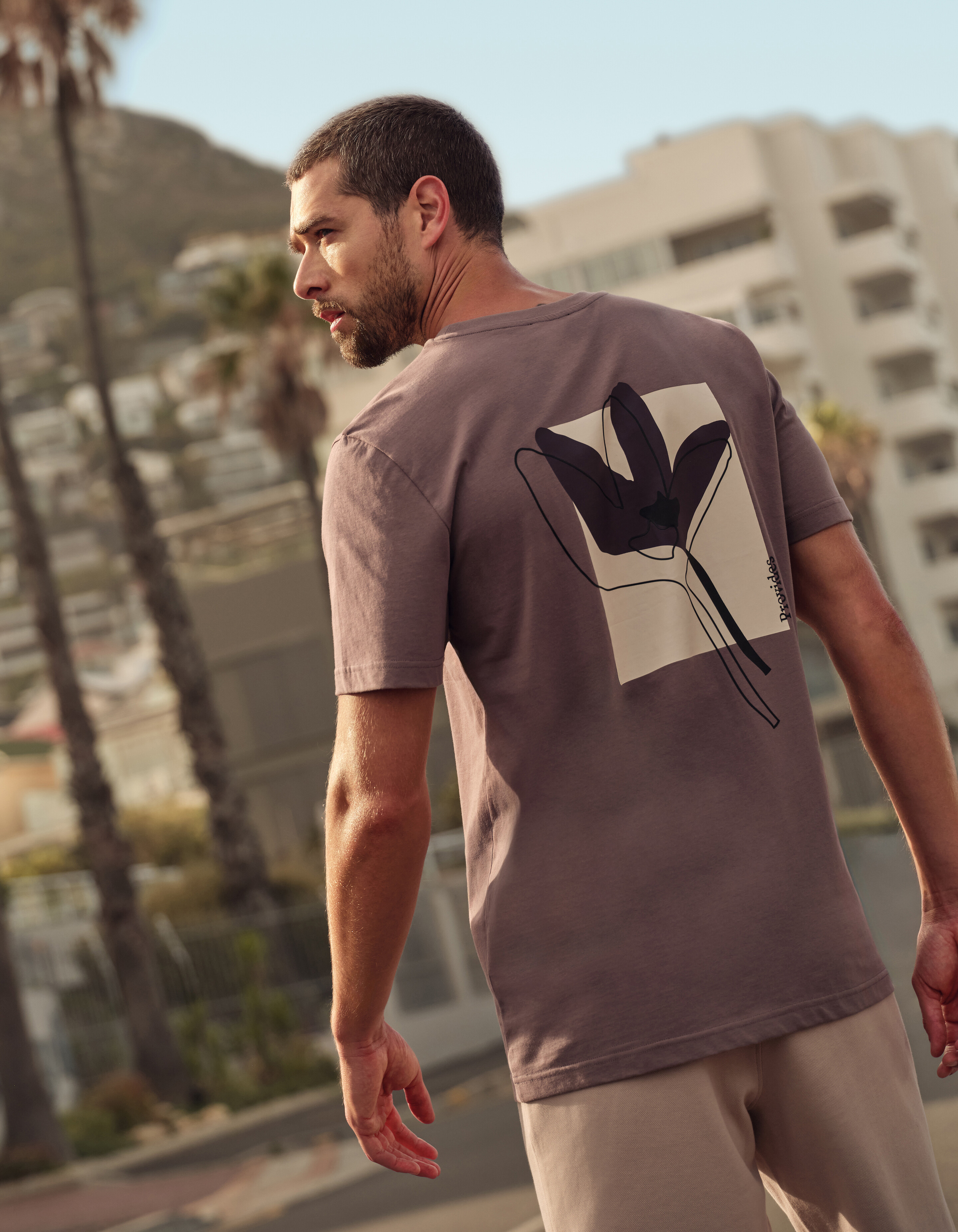 Flower T-shirt Lichtbruin SHOEBY MEN