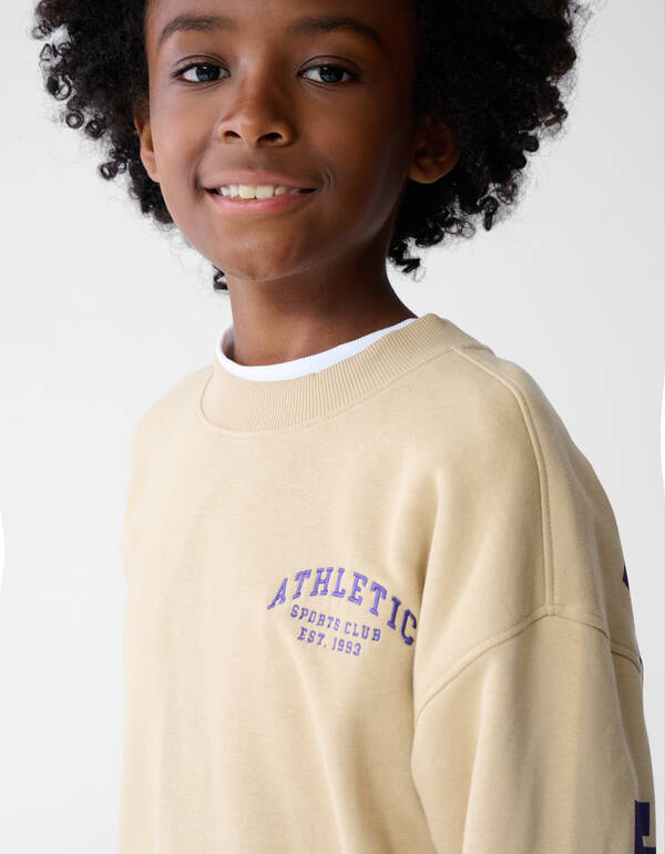 Athletic Artwork Sweater Beige SHOEBY BOYS