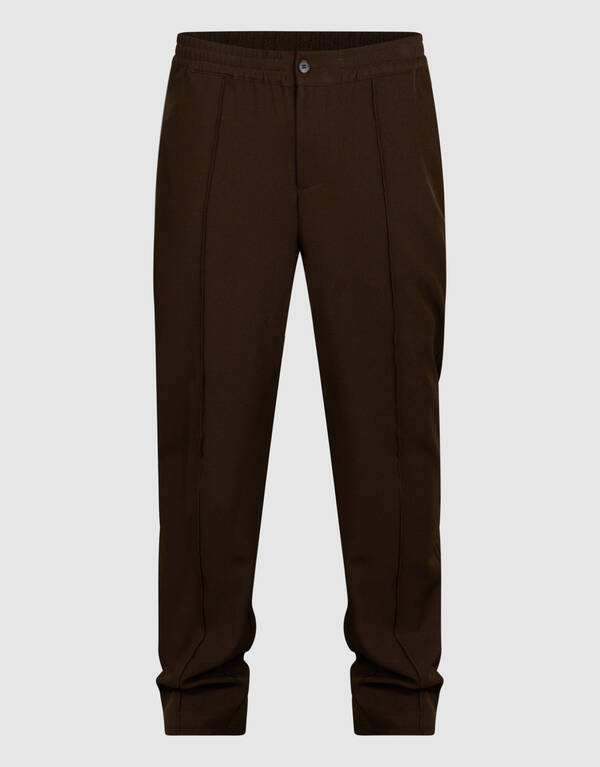 Twill Pintuck Broek Donkerbruin SHOEBY MEN
