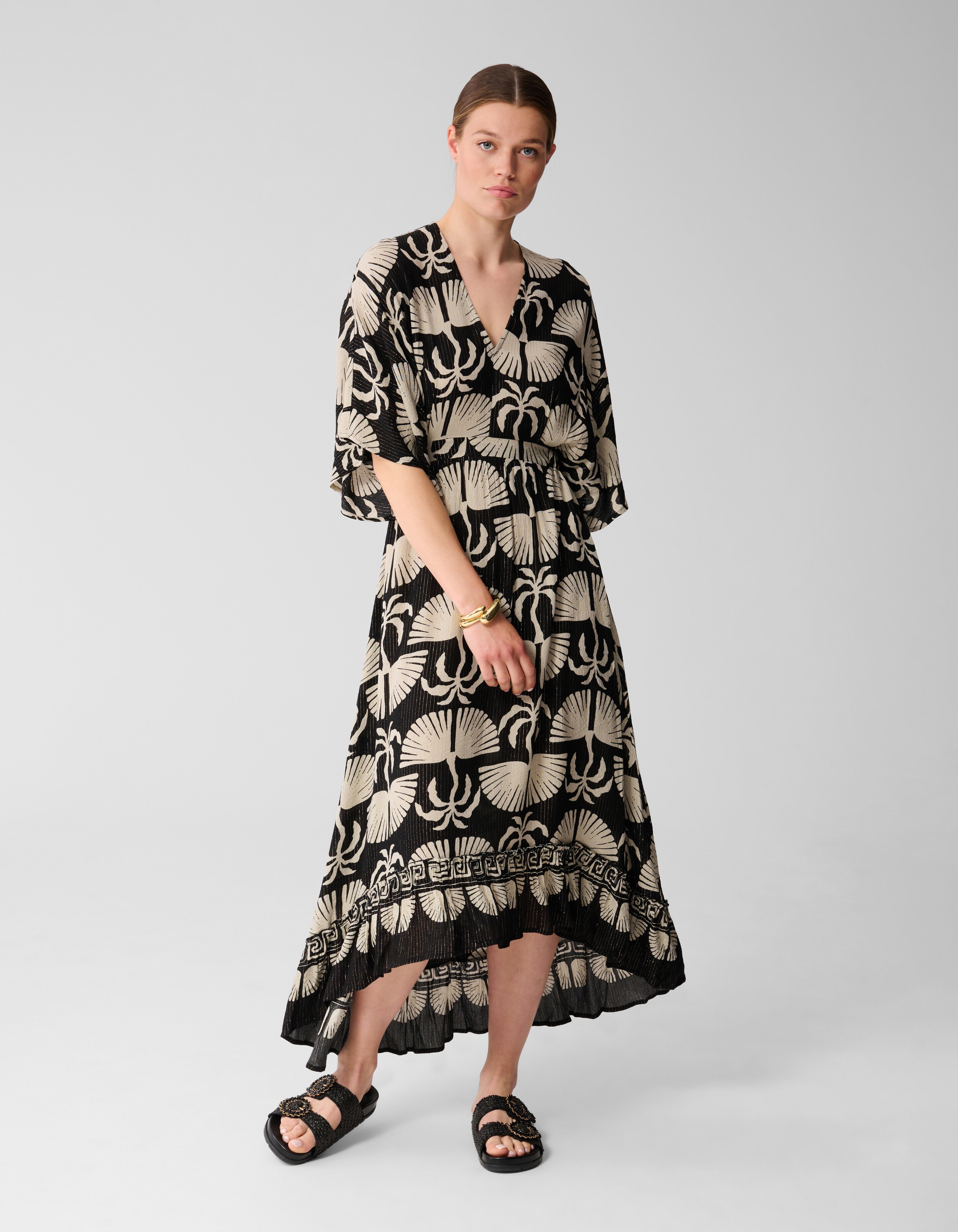 Printed Maxi Jurk Zwart/Wit SHOEBY WOMEN