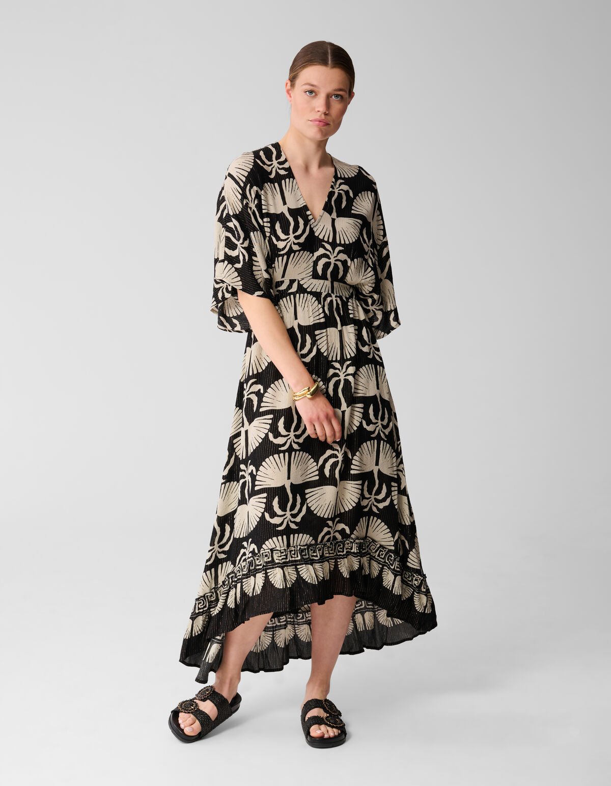Printed Maxi Jurk Zwart/Wit SHOEBY WOMEN