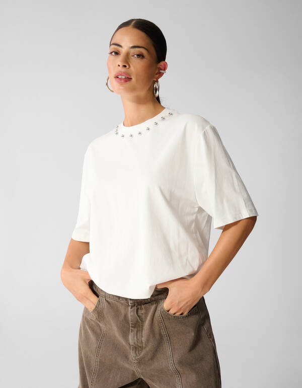 Studded T-shirt Gebroken Wit SHOEBY WOMEN