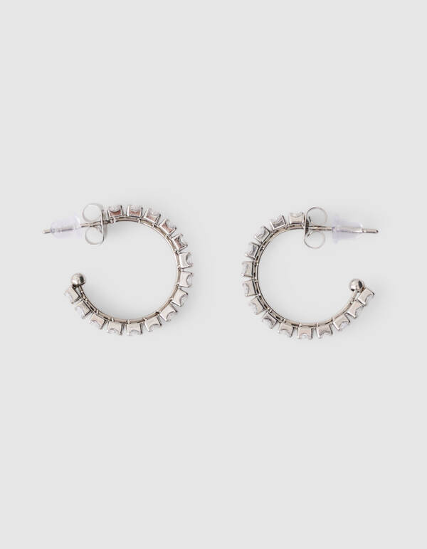 Strass Small Hoop Oorbellen Zilver SHOEBY ACCESSOIRES