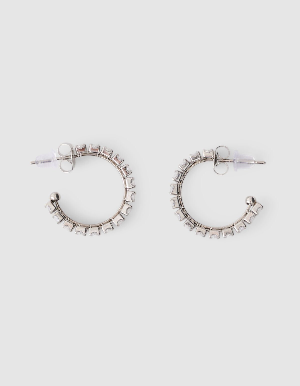 Strass Small Hoop Oorbellen Zilver SHOEBY ACCESSOIRES