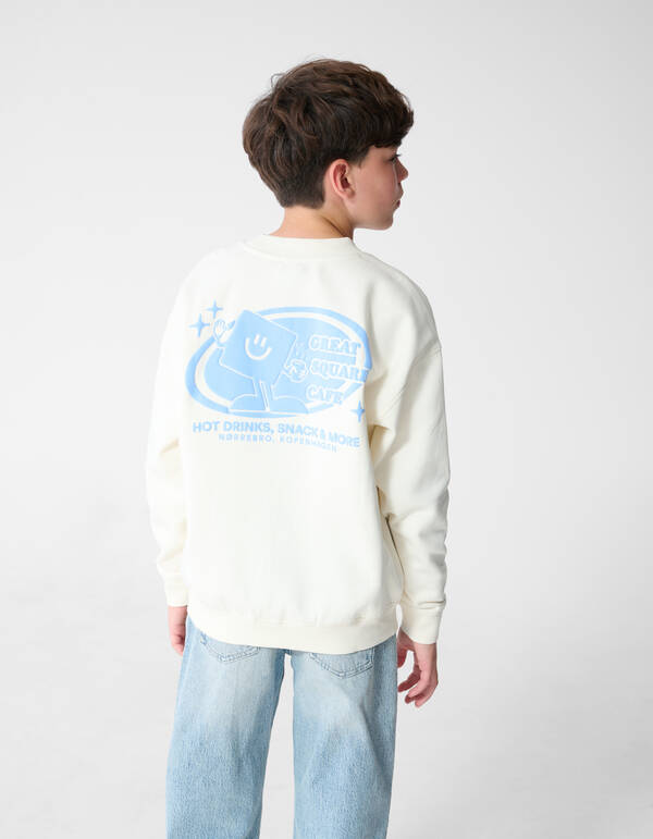 Caf&eacute; Artwork Sweater Gebroken Wit SHOEBY BOYS