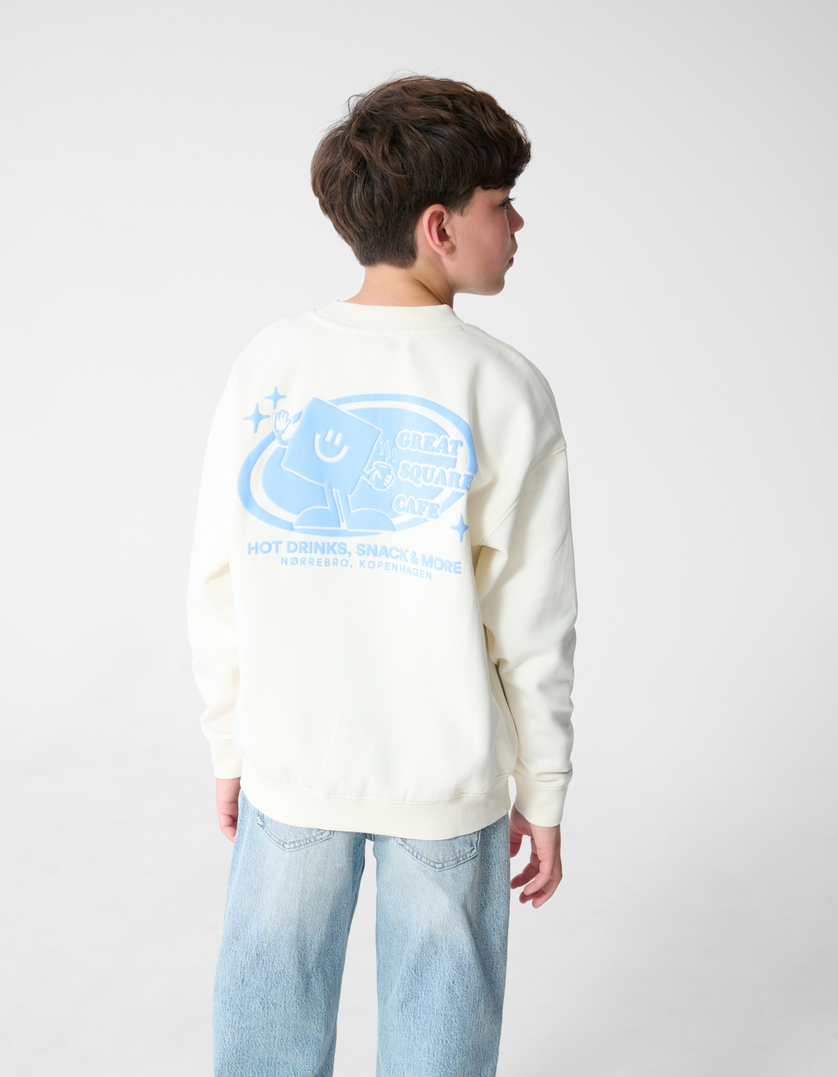 Caf&eacute; Artwork Sweater Gebroken Wit SHOEBY BOYS