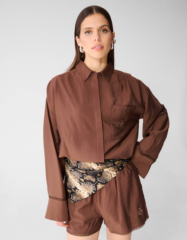 Oversized Kanten Blouse Bruin SHOEBY WOMEN