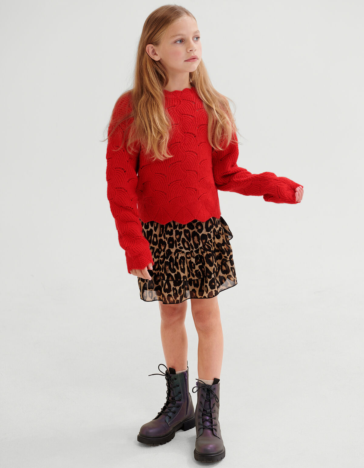 Opengewerkte Trui Rood SHOEBY GIRLS