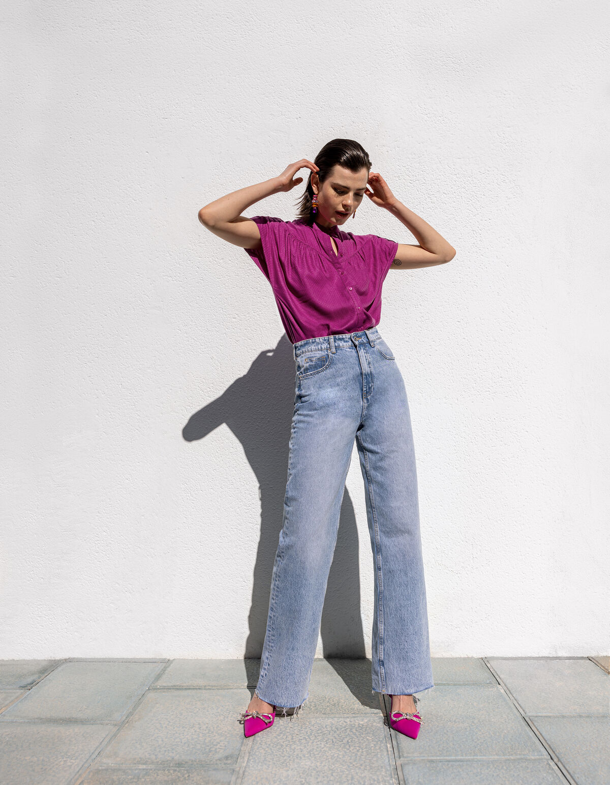 Relaxed Fit Top Donkerroze SHOEBY WOMEN