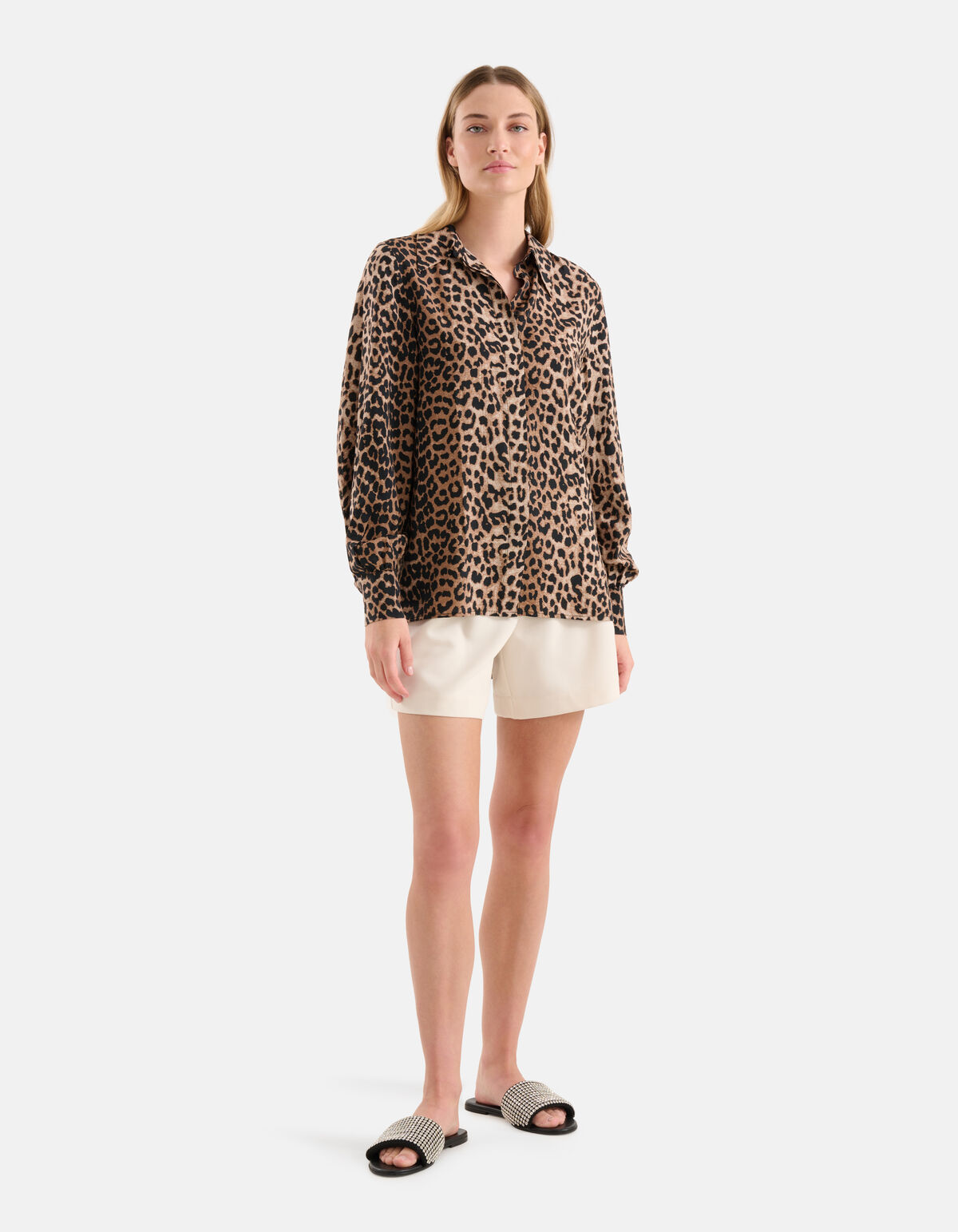 Printed Leopard Blouse Bruin SHOEBY WOMEN