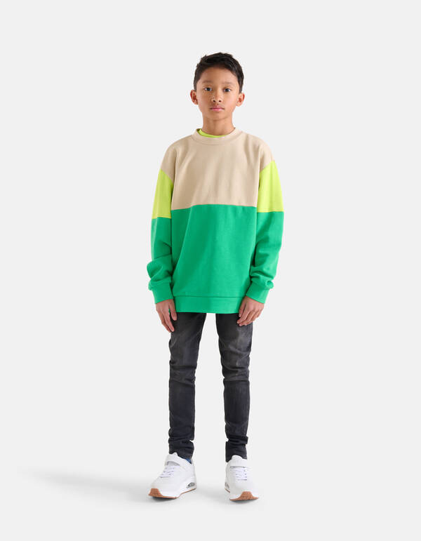 Colorblock Sweater Groen SHOEBY BOYS