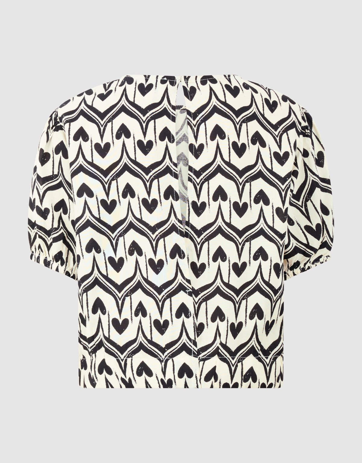 Heart Print Top Gebroken Wit/Zwart SHOEBY GIRLS