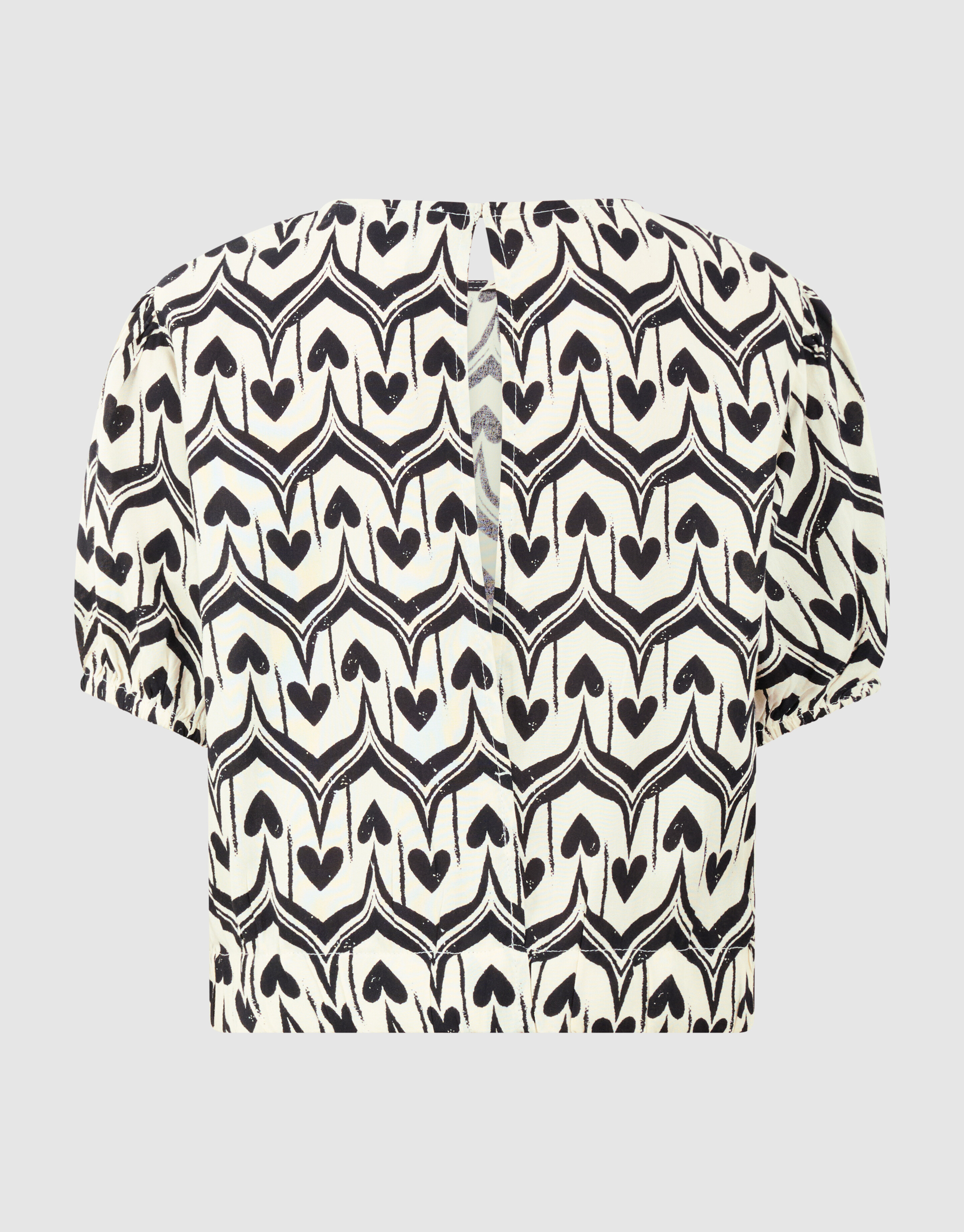 Heart Print Top Gebroken Wit/Zwart SHOEBY GIRLS