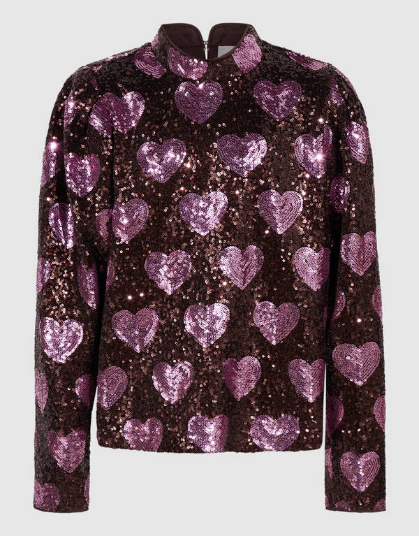 Hartjes Pailletten Top Bruin SHOEBY GIRLS