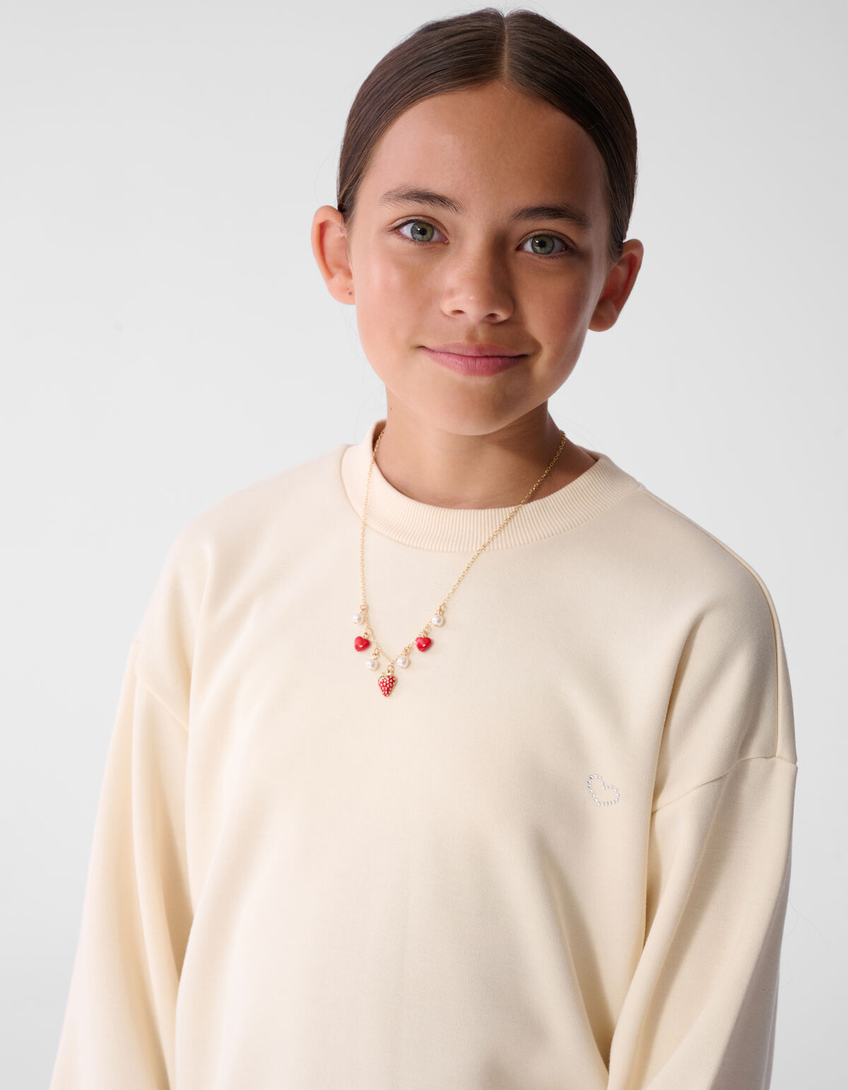 Strass Tekst Sweater Gebroken Wit SHOEBY GIRLS