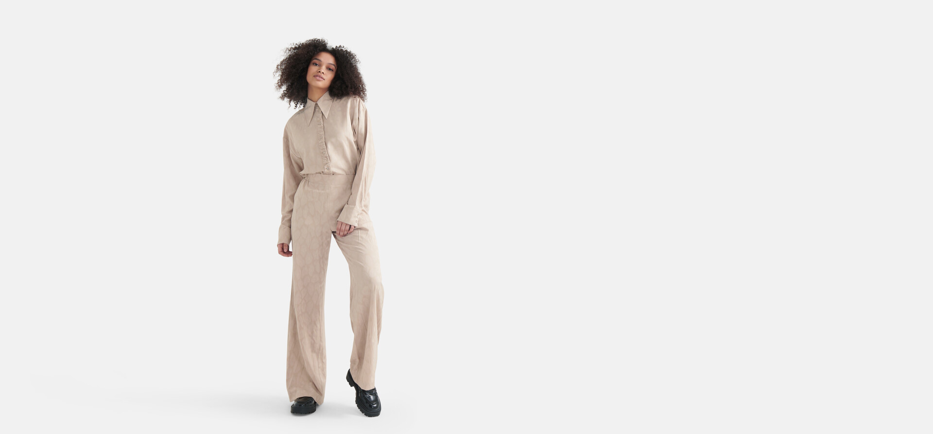 Satijnen Animal Broek Sand SHOEBY WOMEN