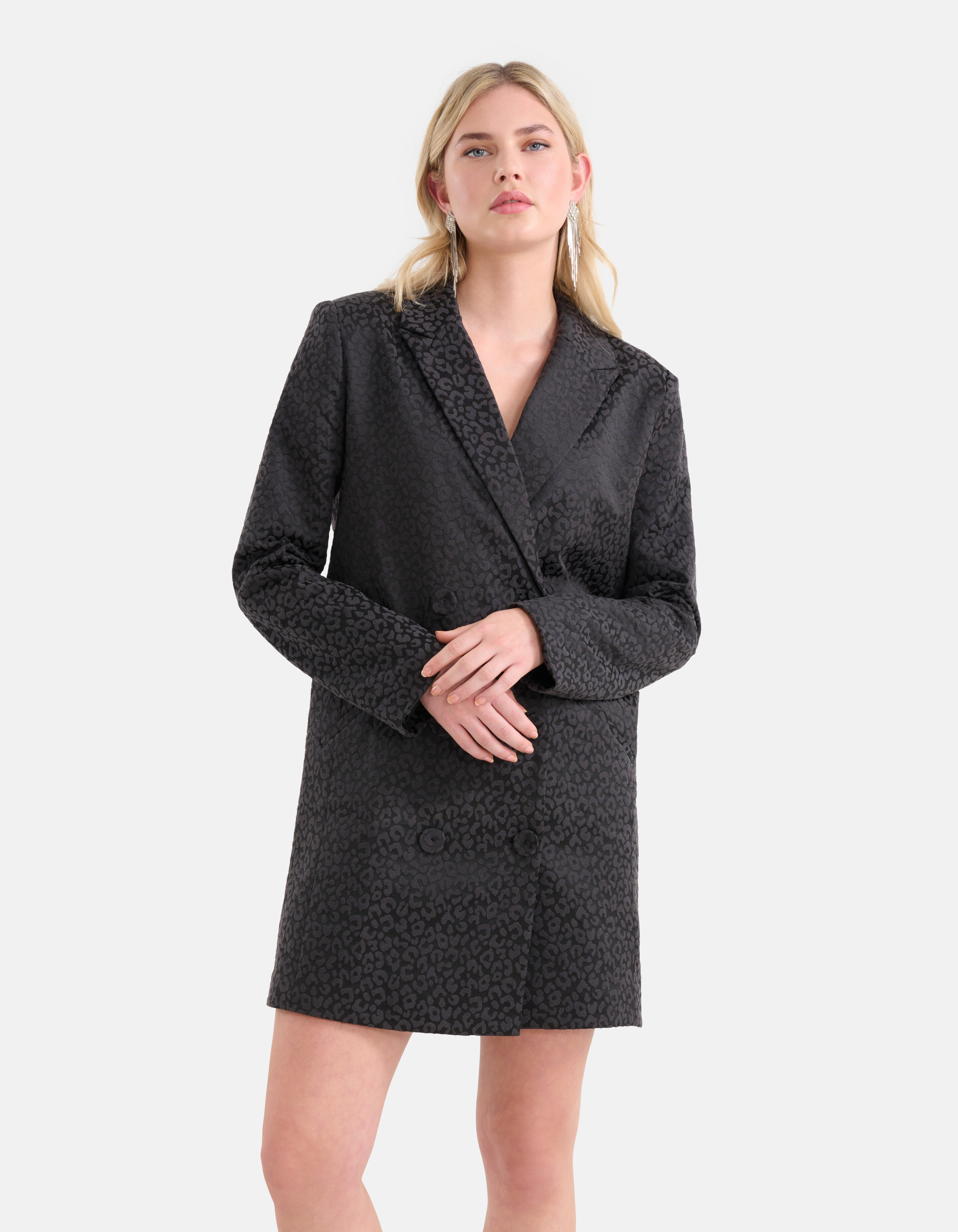 Leopard Blazer Jurk Zwart SHOEBY WOMEN
