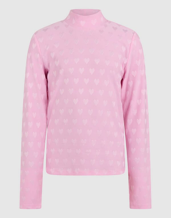 Heart Printed Longsleeve Top Roze SHOEBY GIRLS