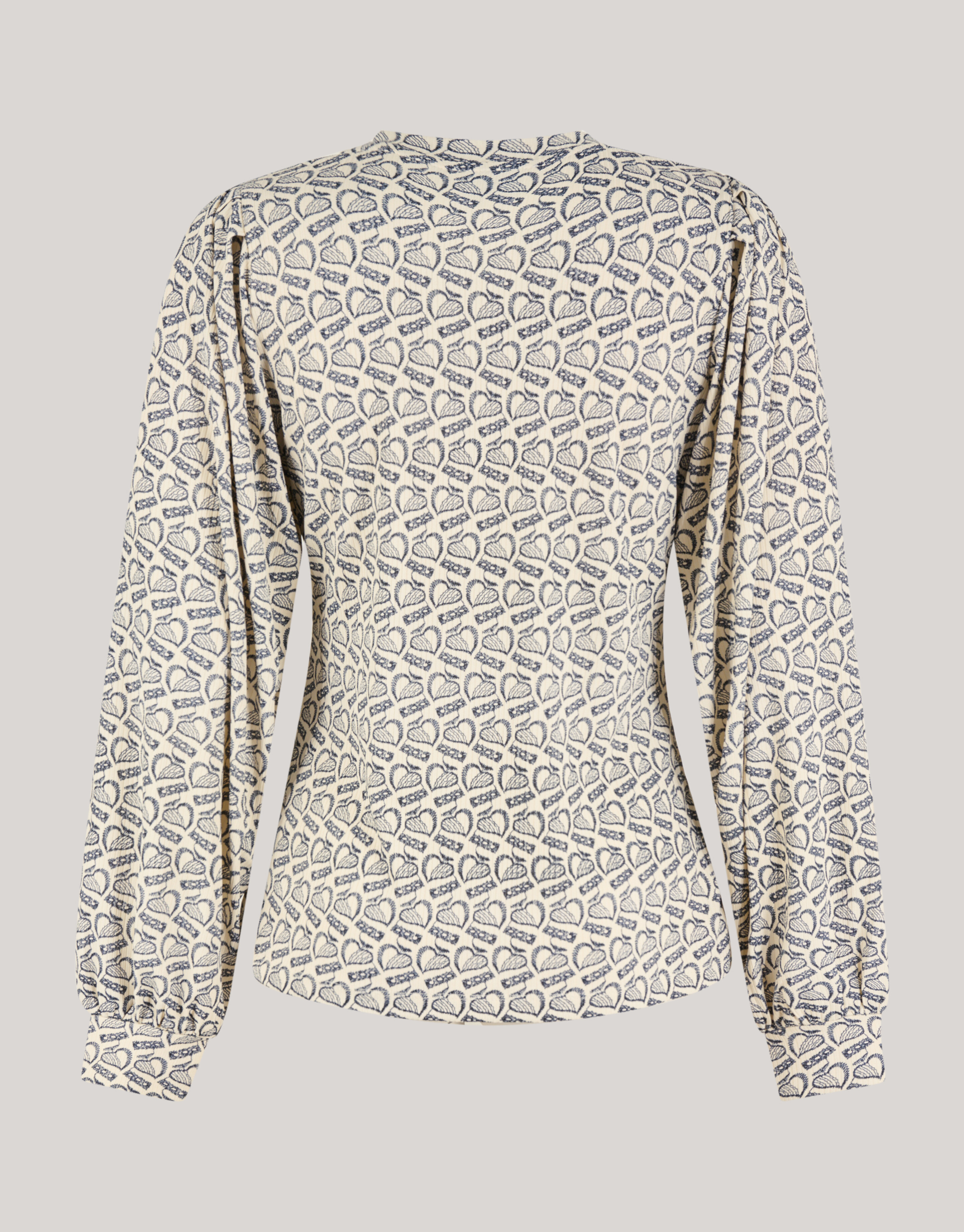 Printed Rib Jersey Top Gebroken Wit SHOEBY WOMEN