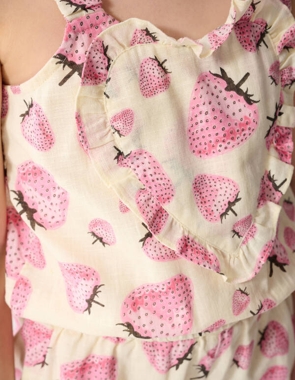 Strawberry Print Jumpsuit Gebroken Wit SHOEBY GIRLS